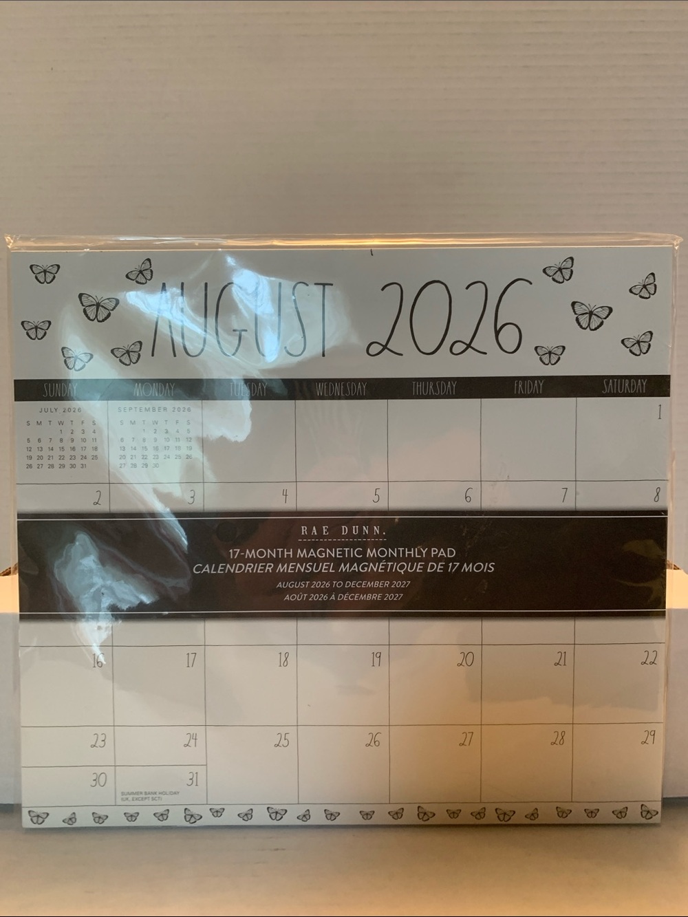 Rae Dunn 2026-2027 Magnetic Monthly Weekly 17-month Calendar Pad (Black/Ivory)